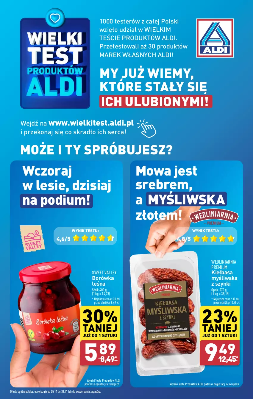 Gazetka promocyjna Aldi - Pełna oferta - ważna 25.11 do 30.11.2024 - strona 10 - produkty: Borówka, Kiełbasa, Ser