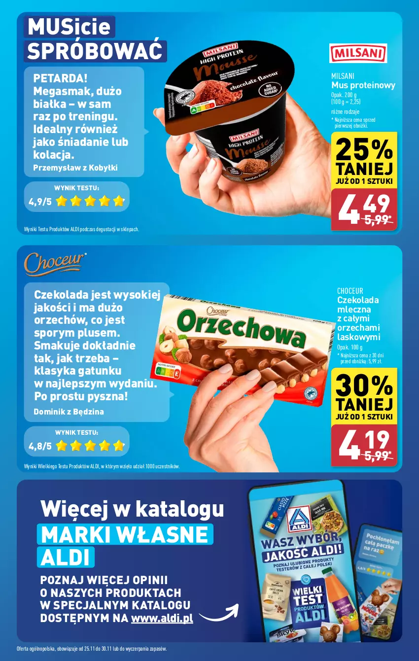 Gazetka promocyjna Aldi - Pełna oferta - ważna 25.11 do 30.11.2024 - strona 11 - produkty: Czekolada, Czekolada mleczna, Mus, O nas, Por, Sok