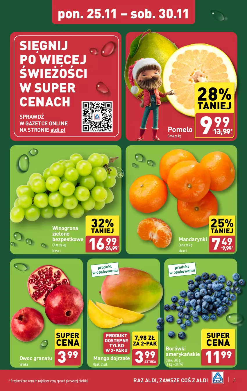 Gazetka promocyjna Aldi - Pełna oferta - ważna 25.11 do 30.11.2024 - strona 3 - produkty: Gra, Granat, Mandarynki, Mango, Pomelo, Wino, Winogrona