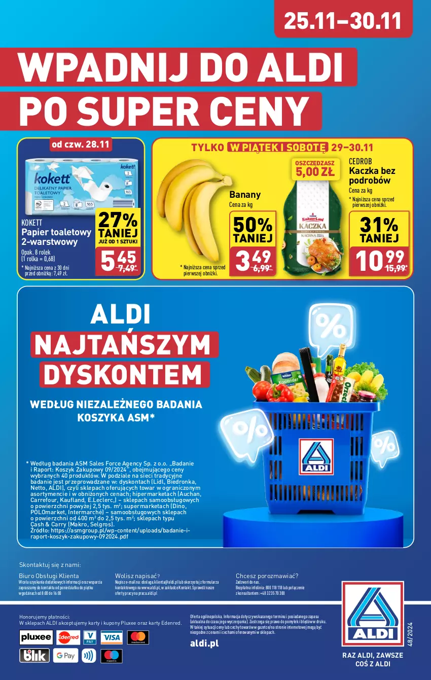 Gazetka promocyjna Aldi - Pełna oferta - ważna 25.11 do 30.11.2024 - strona 40 - produkty: Banany, Biuro, Dron, Gra, Kaczka, Kosz, LG, O nas, Papier, Papier toaletowy, Por