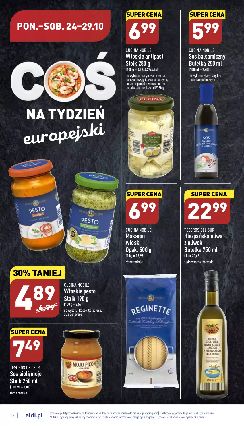 Gazetka promocyjna Aldi - Pełny katalog - ważna 24.10 do 29.10.2022 - strona 18 - produkty: Grill, Makaron, Oliwa z oliwek, Papryka, Pesto, Pomidory, Ser, Sos, Suszone pomidory