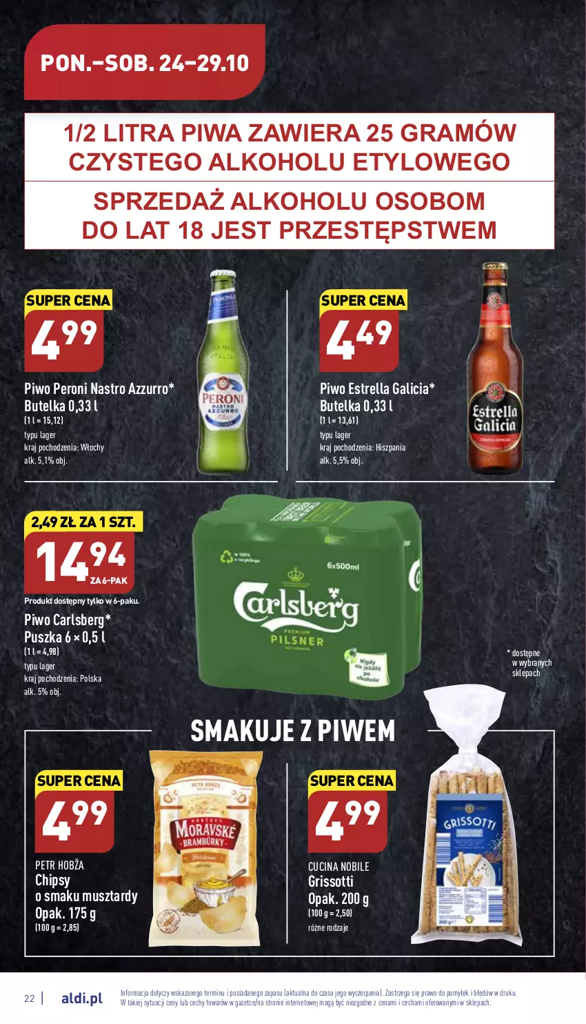 Gazetka promocyjna Aldi - Pełny katalog - ważna 24.10 do 29.10.2022 - strona 22 - produkty: Carlsberg, Chipsy, Gra, Mus, Piwa, Piwo