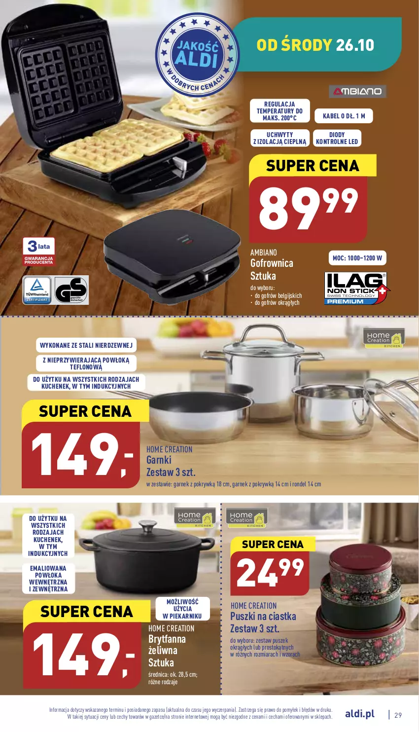 Gazetka promocyjna Aldi - Pełny katalog - ważna 24.10 do 29.10.2022 - strona 29 - produkty: Ciastka, Fa, Garnek, Gofrownica, LG, Piekarnik, Rondel, Uchwyty