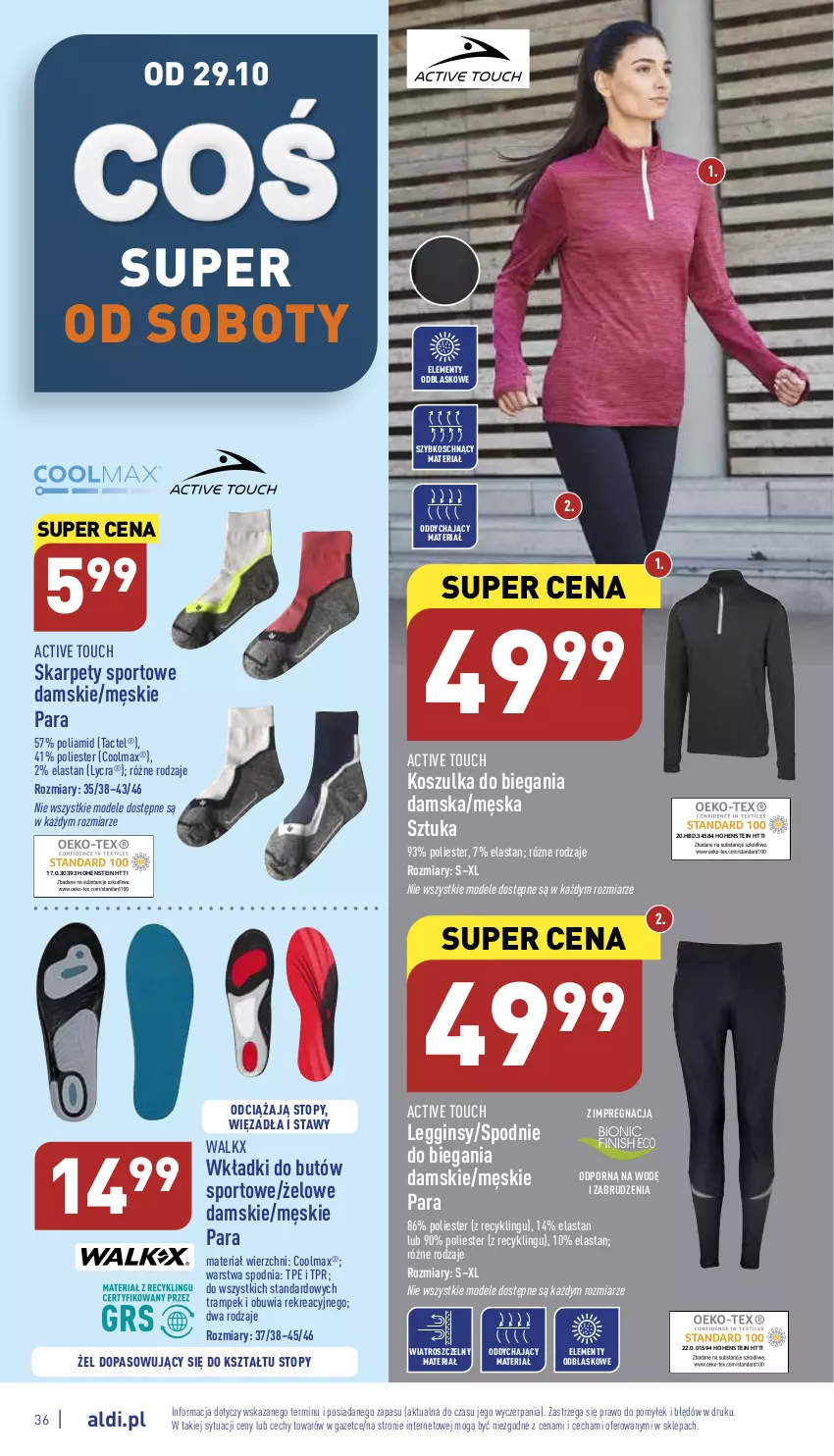 Gazetka promocyjna Aldi - Pełny katalog - ważna 24.10 do 29.10.2022 - strona 36 - produkty: Gin, Karp, Kosz, Koszulka, Legginsy, Olma, Por, Spodnie, Sport, Top, Wkładki