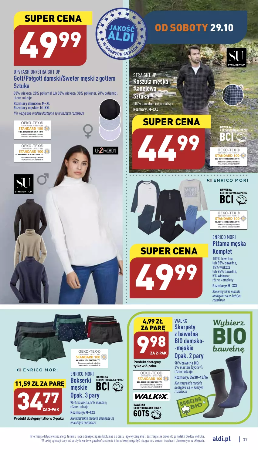 Gazetka promocyjna Aldi - Pełny katalog - ważna 24.10 do 29.10.2022 - strona 37 - produkty: Bokserki, Fa, Karp, Kosz, Koszula, Piżama, Ser, Sweter, Wełna