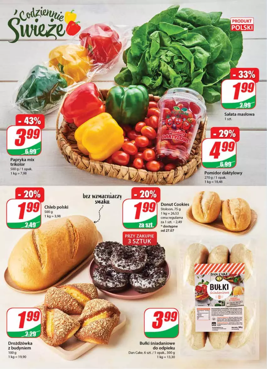 Gazetka promocyjna Dino - Gazetka 30 - ważna 26.07 do 01.08.2023 - strona 12 - produkty: Dan Cake, Danio, Donut, Masło, Papryka, Sałat, Sałata masłowa