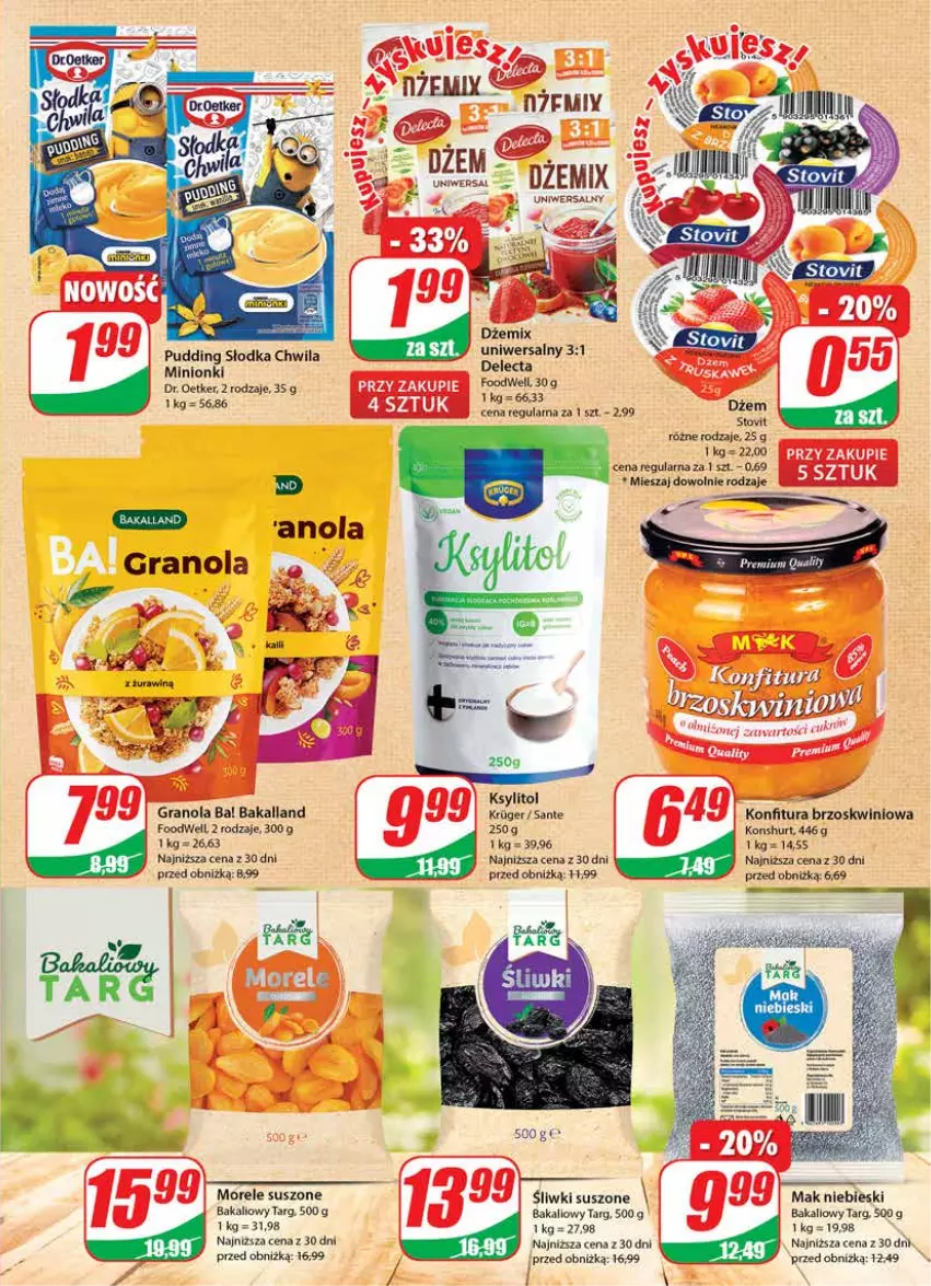 Gazetka promocyjna Dino - Gazetka 30 - ważna 26.07 do 01.08.2023 - strona 5 - produkty: Ba!, Bakalland, Dr. Oetker, Dżem, Gra, Granola, Konfitura, Ksylitol, Pudding, Sante, Słodka Chwila