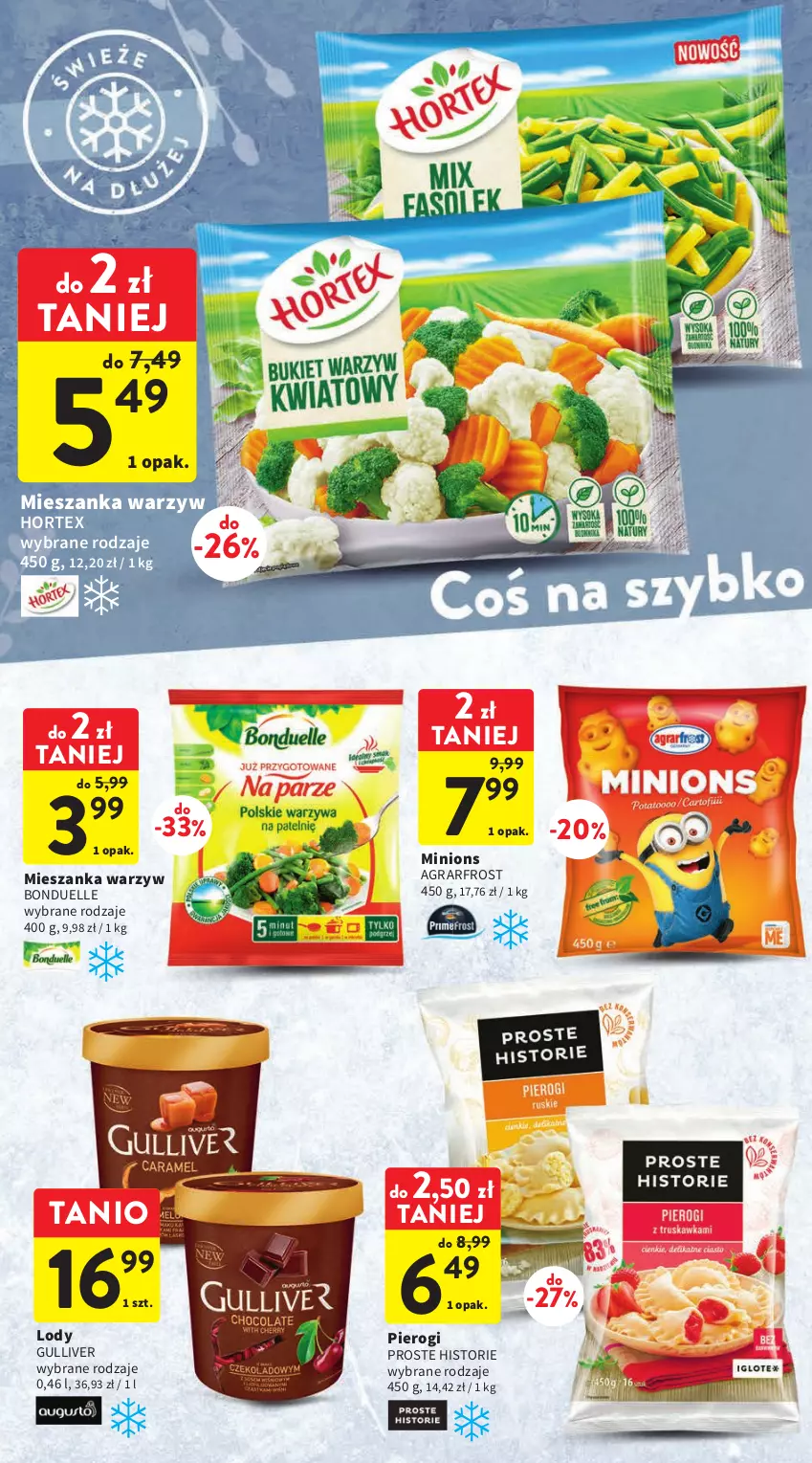 Gazetka promocyjna Intermarche - Gazetka Intermarche - ważna 23.03 do 29.03.2023 - strona 24 - produkty: Bonduelle, Gra, Hortex, Lody, Mieszanka warzyw, Pierogi