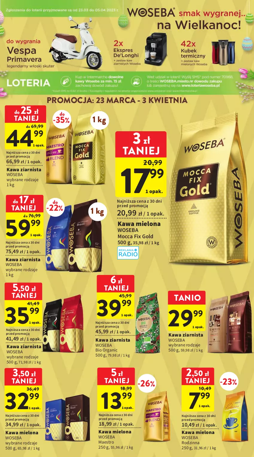 Gazetka promocyjna Intermarche - Gazetka Intermarche - ważna 23.03 do 29.03.2023 - strona 28 - produkty: Kawa, Kawa mielona, Kawa ziarnista, Mocca Fix Gold, Woseba