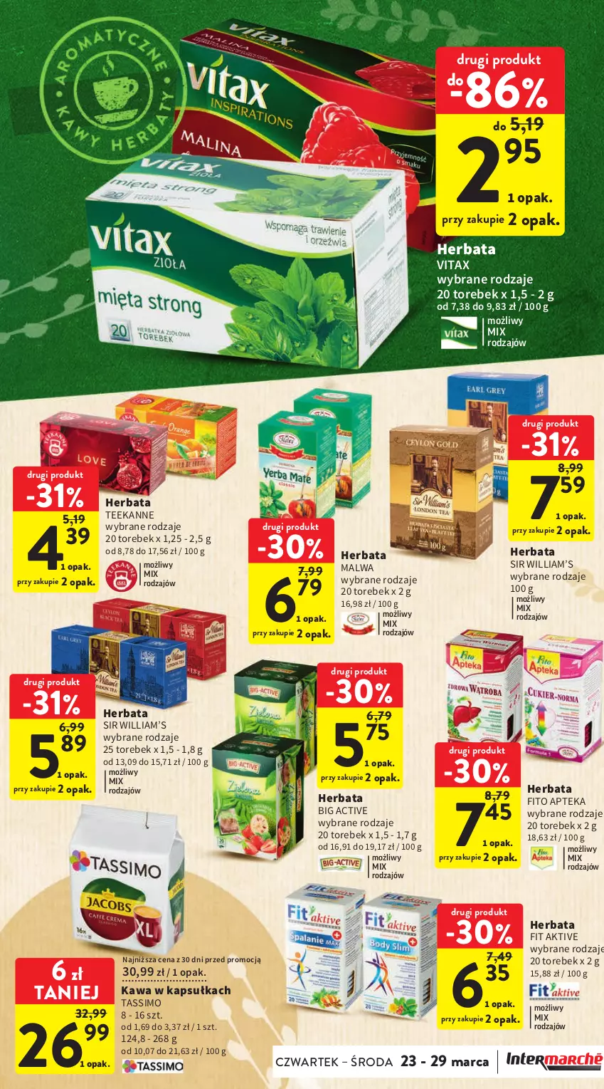 Gazetka promocyjna Intermarche - Gazetka Intermarche - ważna 23.03 do 29.03.2023 - strona 29 - produkty: Apteka, Herbata, Kawa, Tassimo, Teekanne, Vitax