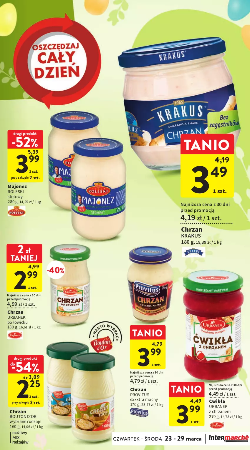 Gazetka promocyjna Intermarche - Gazetka Intermarche - ważna 23.03 do 29.03.2023 - strona 3 - produkty: Chrzan, Krakus, Majonez