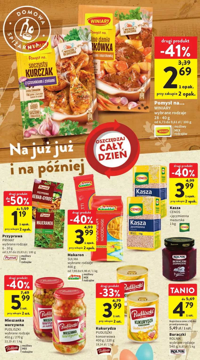 Gazetka promocyjna Intermarche - Gazetka Intermarche - ważna 23.03 do 29.03.2023 - strona 34 - produkty: Buraczki, Cenos, Kasza, Kukurydza, Makaron, Mieszanka warzyw, Prymat, Pudliszki, Rolnik, Ser, Winiary