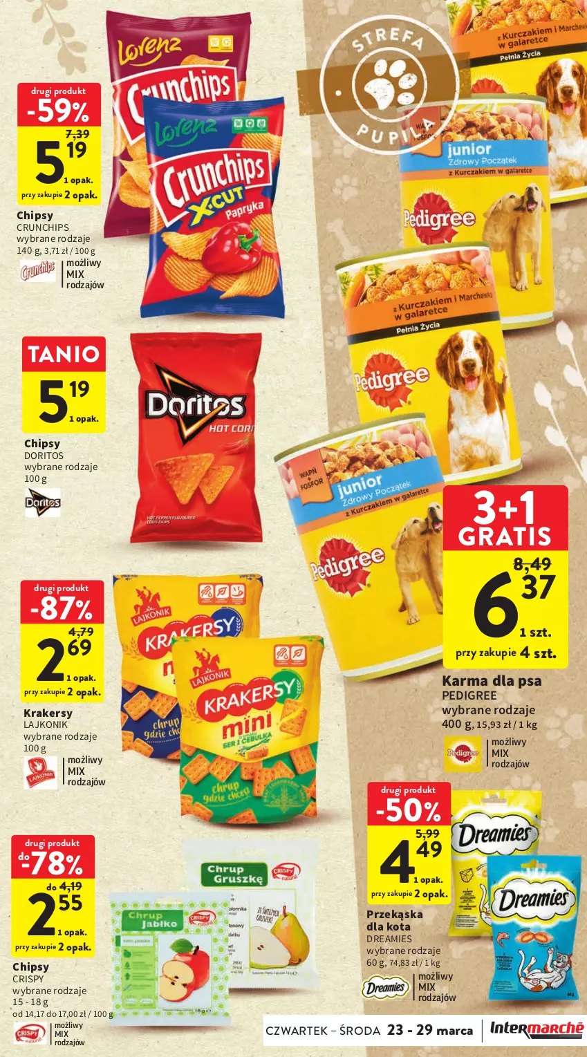 Gazetka promocyjna Intermarche - Gazetka Intermarche - ważna 23.03 do 29.03.2023 - strona 35 - produkty: Chipsy, Crunchips, Gra, Krakersy, Lajkonik, Pedigree