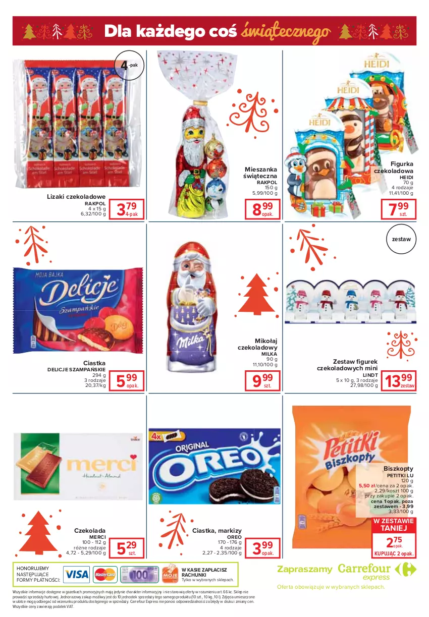 Gazetka promocyjna Carrefour - Gazetka Globi - ważna 14.12 do 20.12.2021 - strona 6 - produkty: Biszkopty, Ciastka, Czekolada, Delicje, Kosz, Lindt, Lizaki, Lizaki czekoladowe, Merci, Milka, Oreo, Stek