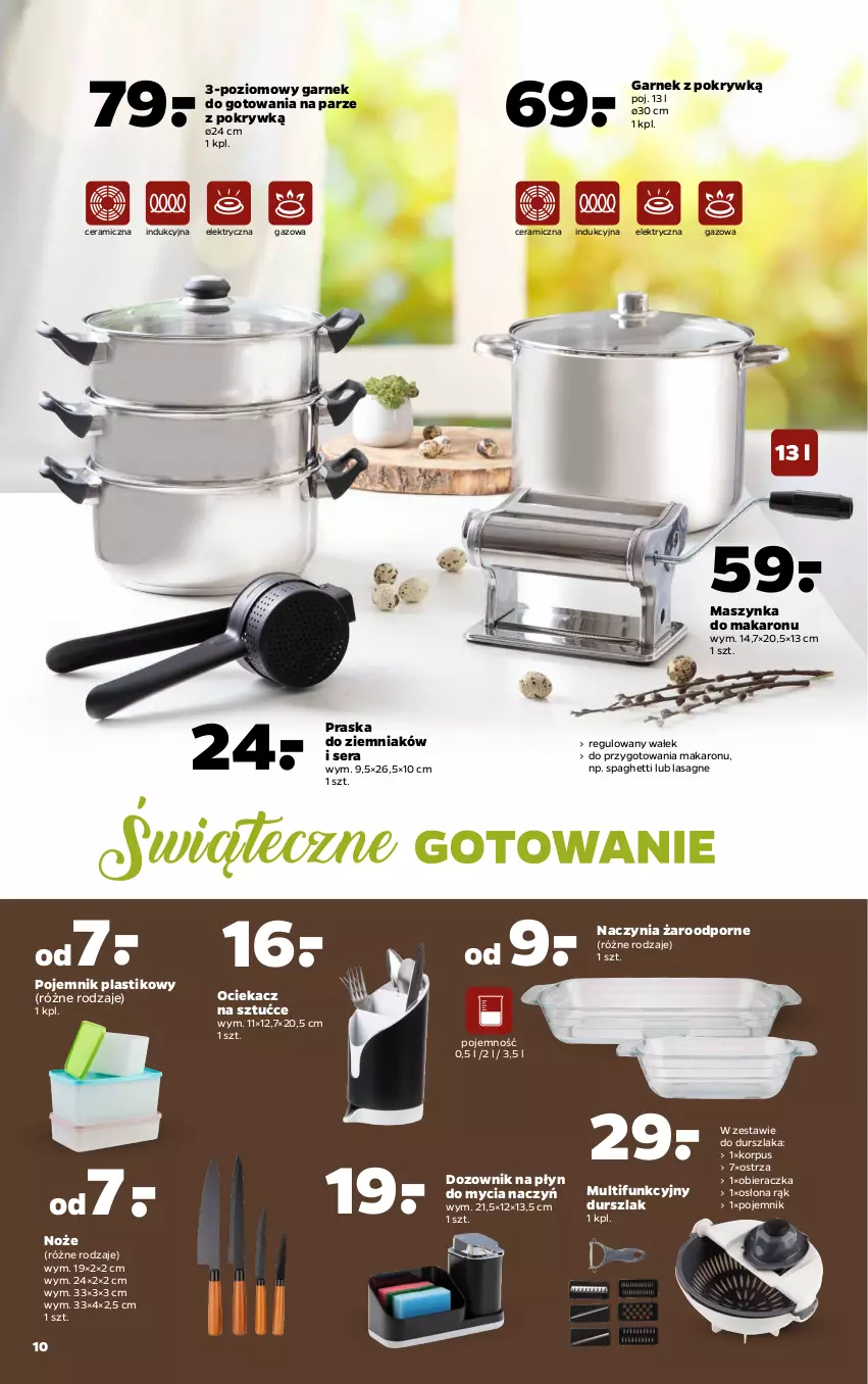 Gazetka promocyjna Netto - Wielkanoc NonFood - ważna 22.03 do 28.03.2021 - strona 10 - produkty: Do mycia naczyń, Dozownik, Durszlak, Garnek, Lasagne, Makaron, Maszynka, Noż, Obieraczka, Ociekacz, Ociekacz na sztućce, Płyn do mycia, Płyn do mycia naczyń, Pojemnik, Pojemnik plastikowy, Por, Praska, Ser, Spaghetti, Szynka, Wałek