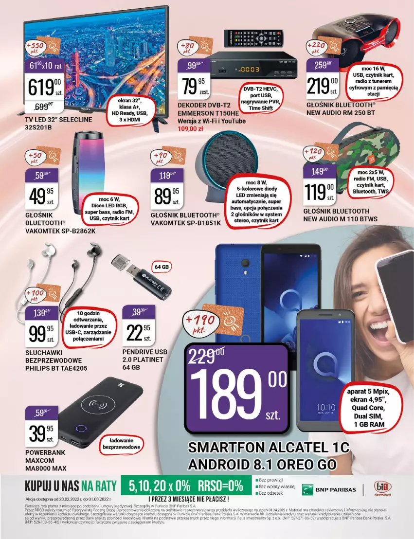 Gazetka promocyjna Bi1 - Ostatkowe promocje - ważna 23.02 do 01.03.2022 - strona 17 - produkty: Clin, Głośnik, Głośnik bluetooth, HD ready, Oreo, Pendrive, Philips, PLATINET, Słuchawki, Słuchawki bezprzewodowe, Smartfon