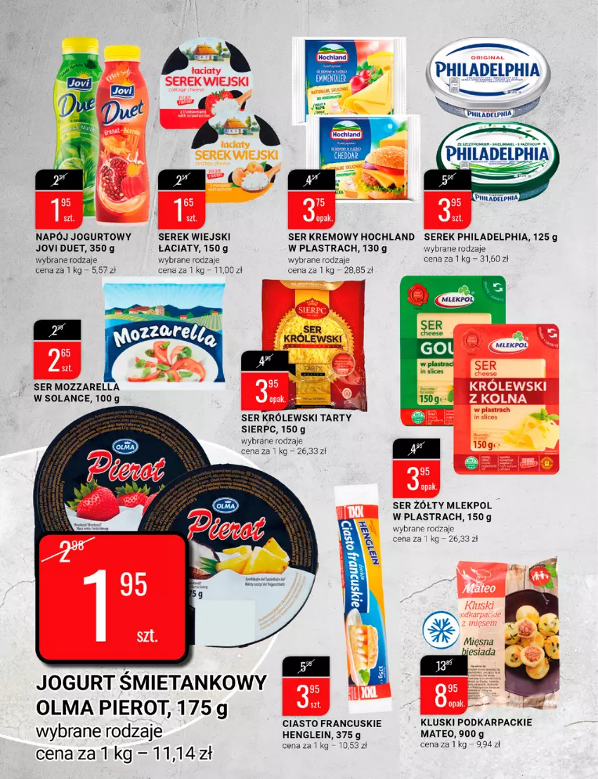 Gazetka promocyjna Bi1 - Ostatkowe promocje - ważna 23.02 do 01.03.2022 - strona 6 - produkty: Ciasto francuskie, Hochland, Jogurt, Karp, Królewski, Mozzarella, Napój, Napój jogurtowy, Olma, Philadelphia, Ser, Serek, Serek wiejski, Solan