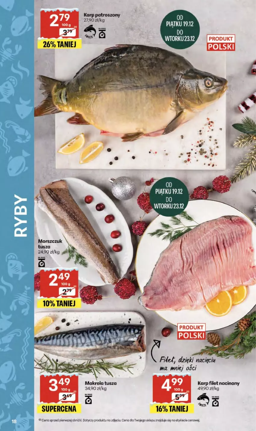 Gazetka promocyjna Delikatesy Centrum - Franczyza DC51 Czwartek - ważna 18.12 do 23.12.2025 - strona 18 - produkty: Karp, Tusz