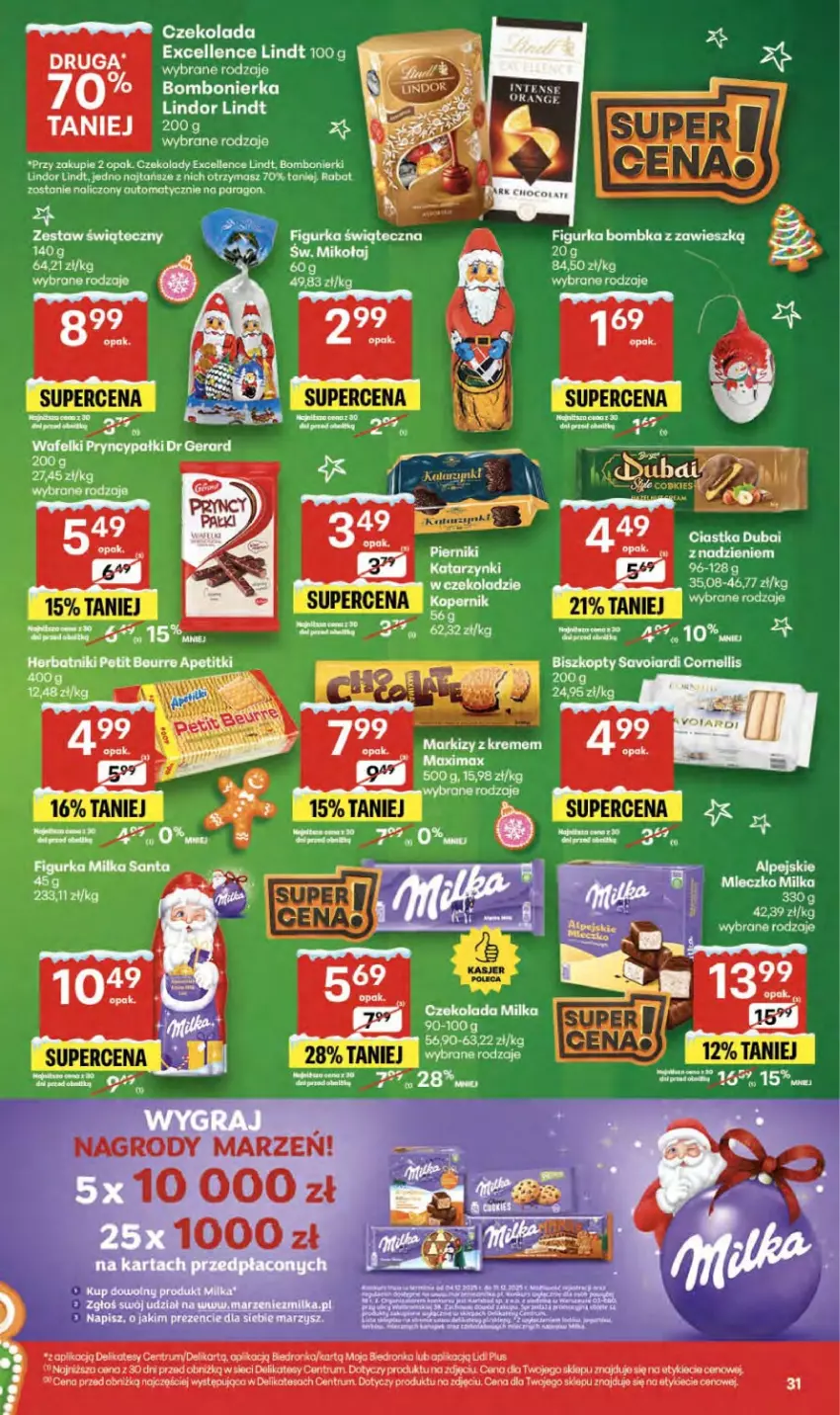 Gazetka promocyjna Delikatesy Centrum - Franczyza DC51 Czwartek - ważna 18.12 do 23.12.2025 - strona 31 - produkty: Ciastka, Czekolada, Dr Gerard, Dron, K2, Lindor, Lindt, Rum