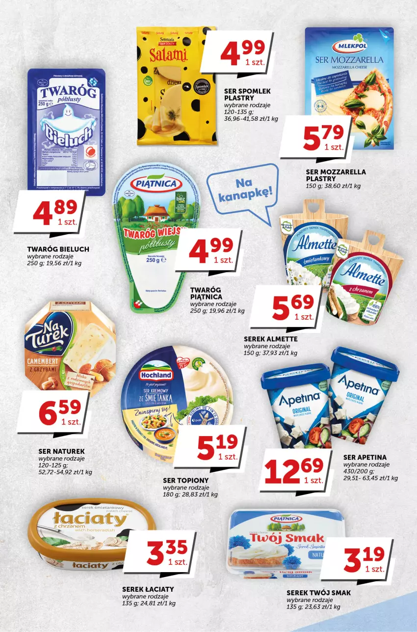 Gazetka promocyjna Groszek - ważna 01.06 do 13.06.2023 - strona 4 - produkty: Almette, Bieluch, Fa, Mozzarella, NaTurek, Piątnica, Ser, Ser topiony, Serek, Top, Twaróg