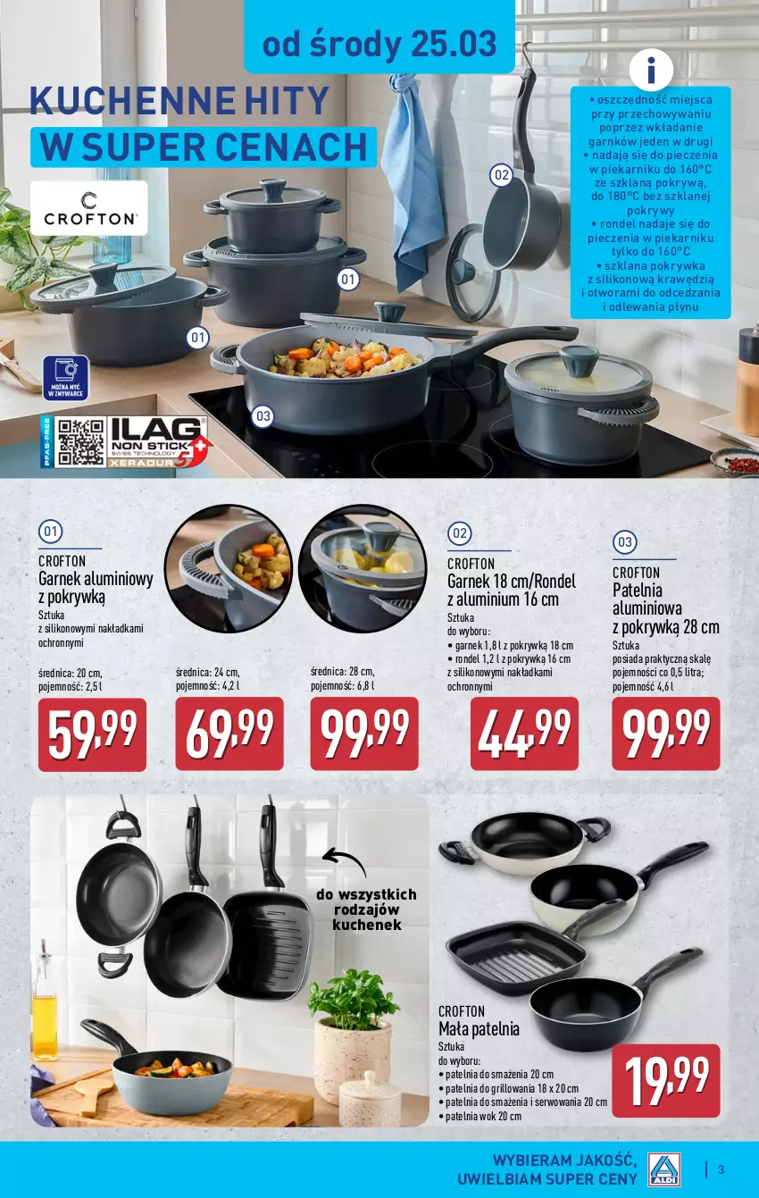 Gazetka promocyjna Aldi - Artykuły przemysłowe i tekstylia - ważna 25.03 do 28.03.2026 - strona 3 - produkty: Garnek, Grill, LANA, Patelnia, Piec, Piekarnik, Rondel, Ser