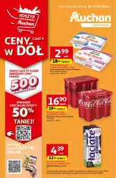 Gazetka promocyjna Auchan - Gazetka Ceny w dół Część 4 Supermarket Auchan - Gazetka - ważna od 31.01 do 31.01.2024 - strona 1 - produkty: Mleko bez laktozy, Coca-Cola, Napój, Mleko