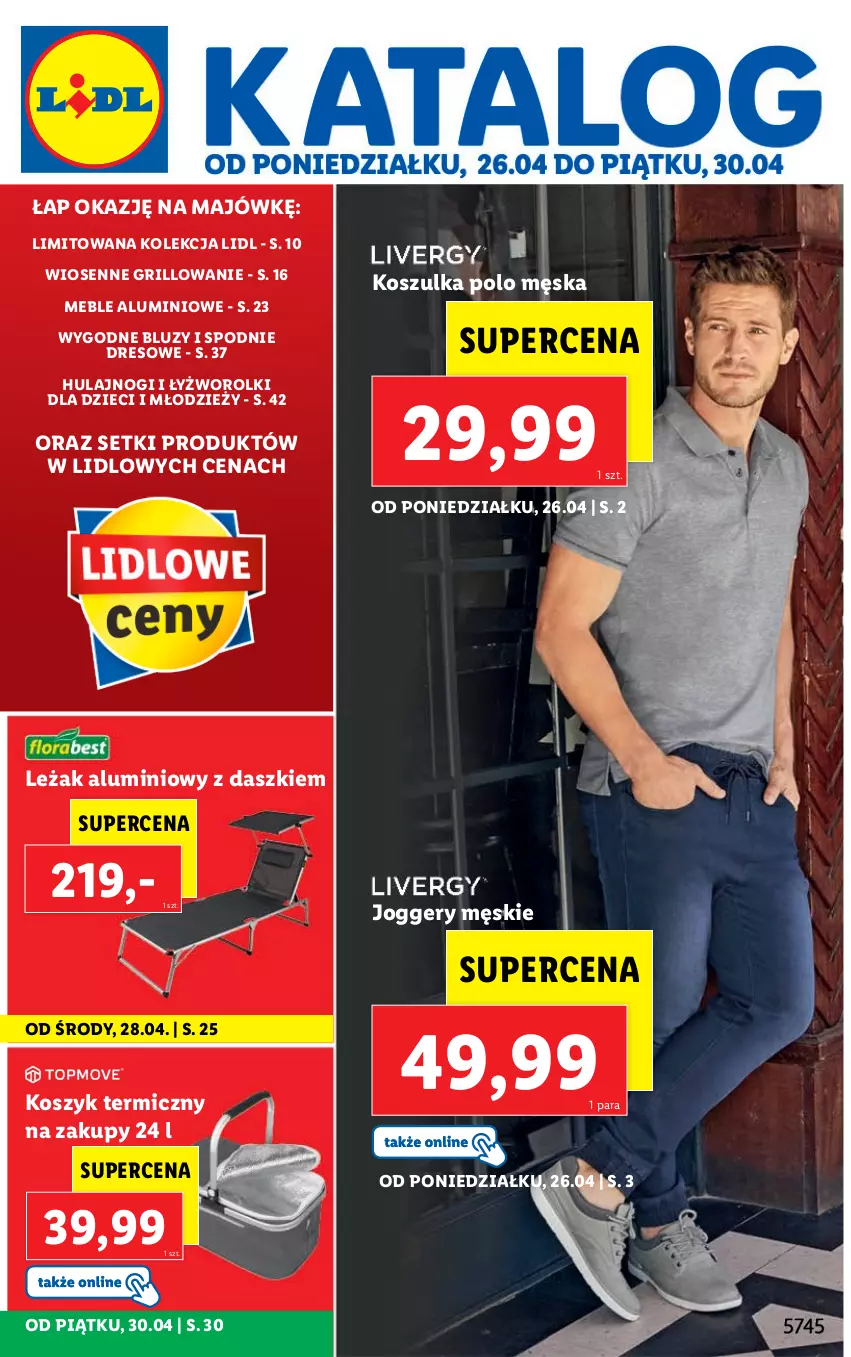 Gazetka promocyjna Lidl - GAZETKA - ważna 26.04 do 30.04.2021 - strona 1 - produkty: Dres, Dzieci, Grill, Kosz, Koszulka, Meble, Rolki, Spodnie, Spodnie dresowe