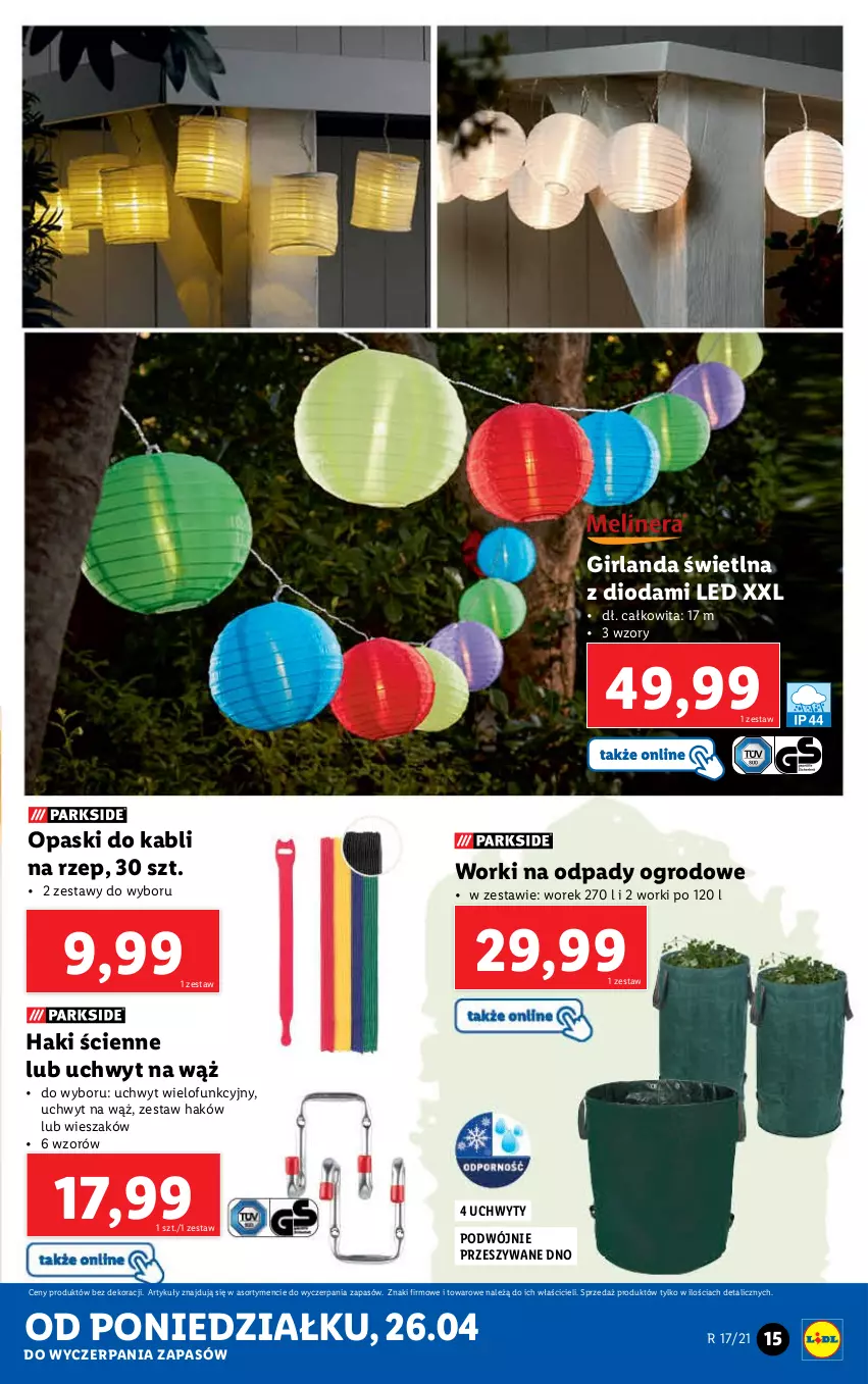 Gazetka promocyjna Lidl - GAZETKA - ważna 26.04 do 30.04.2021 - strona 15 - produkty: Girlanda, Uchwyty, Wieszak