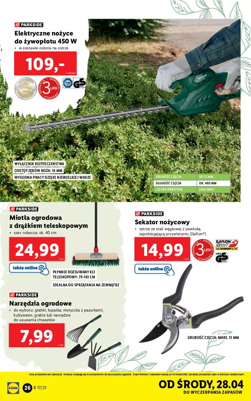 Gazetka promocyjna Lidl - GAZETKA - ważna 26.04 do 30.04.2021 - strona 26 - produkty: Gra, Miotła, Noż, Nożyce, Piec, Sekator, Teleskop