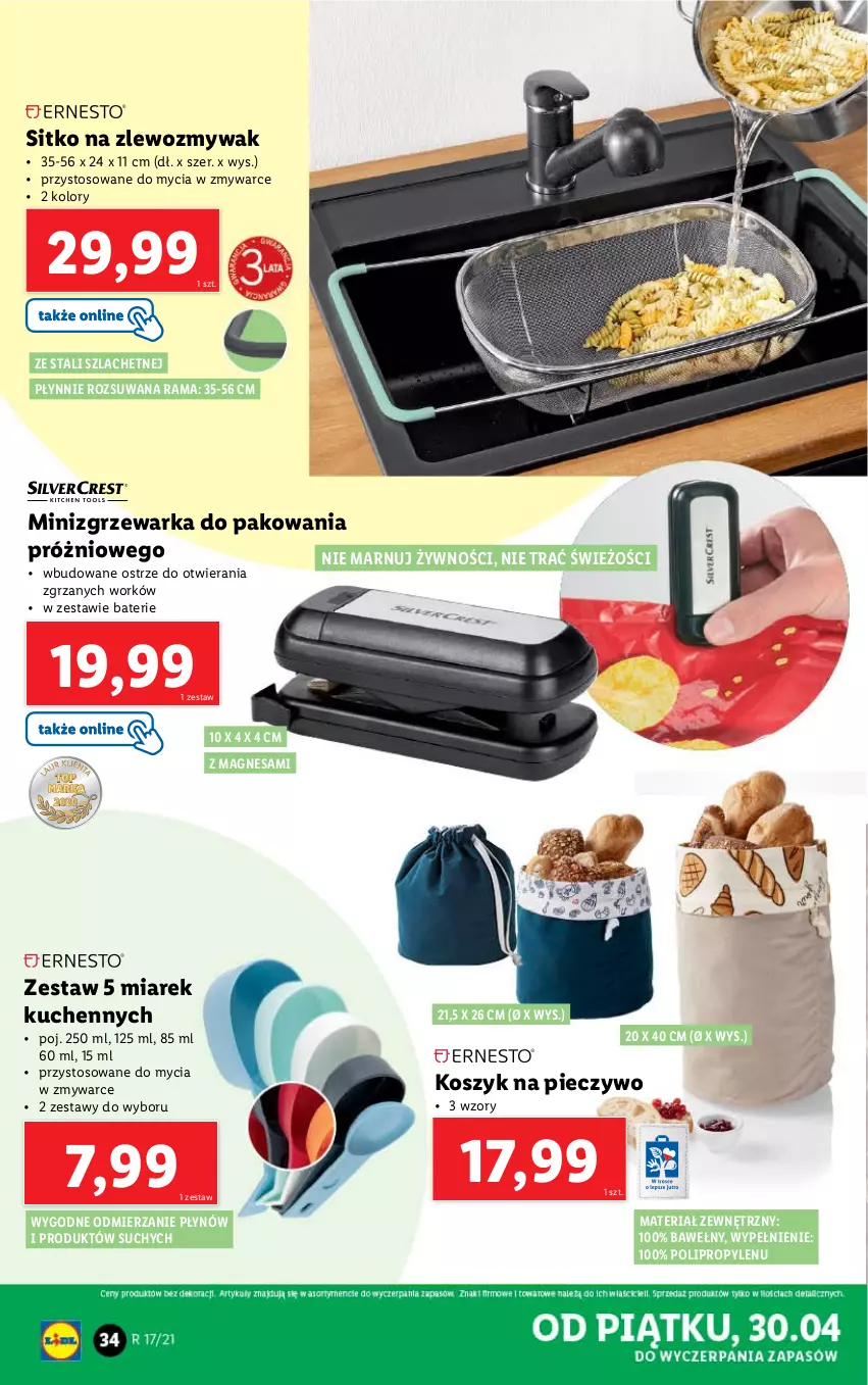 Gazetka promocyjna Lidl - GAZETKA - ważna 26.04 do 30.04.2021 - strona 36 - produkty: Kosz, Piec, Pieczywo, Rama, Sitko, Warka, Zlew, Zlewozmywak