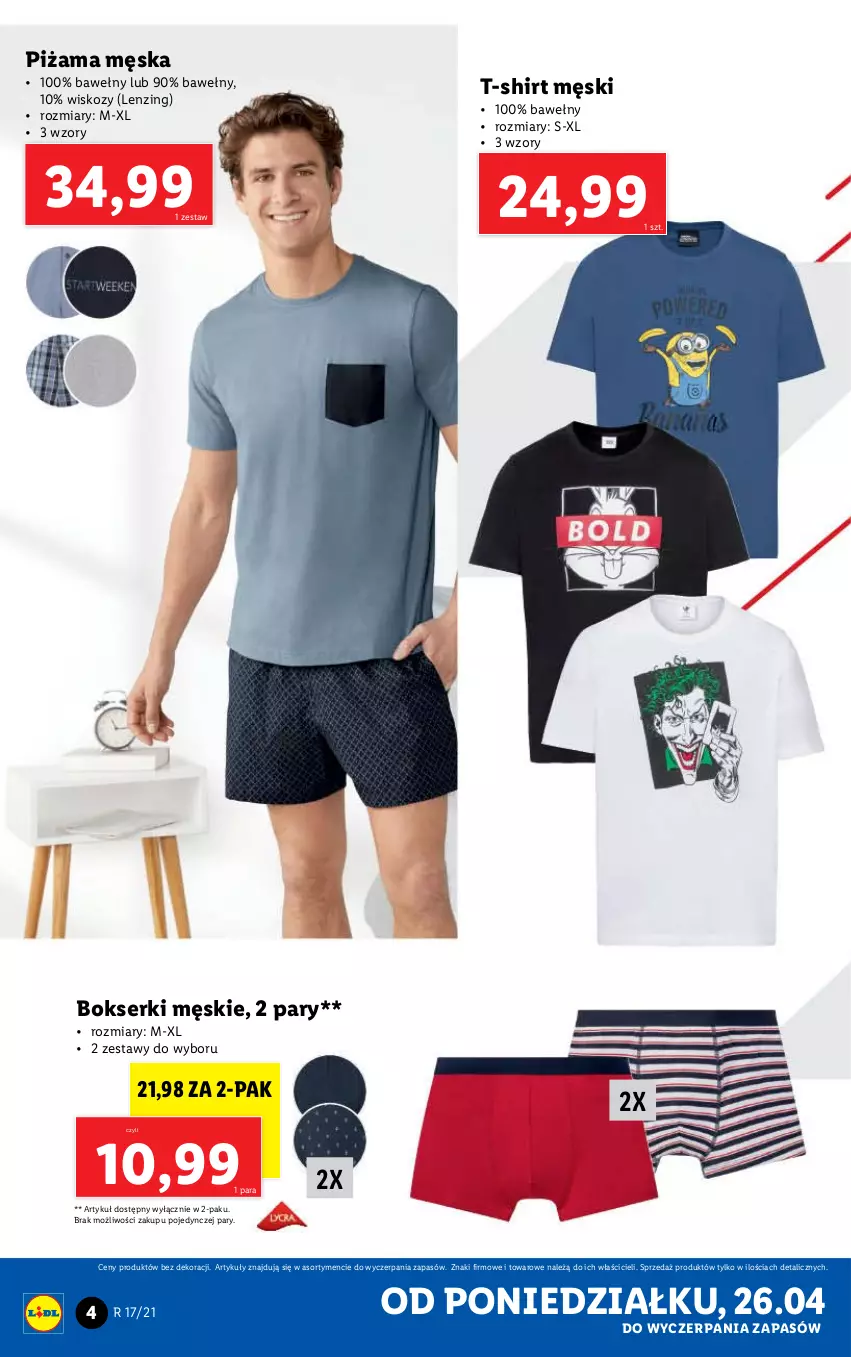 Gazetka promocyjna Lidl - GAZETKA - ważna 26.04 do 30.04.2021 - strona 4 - produkty: Bokserki, Piżama, Ser, T-shirt