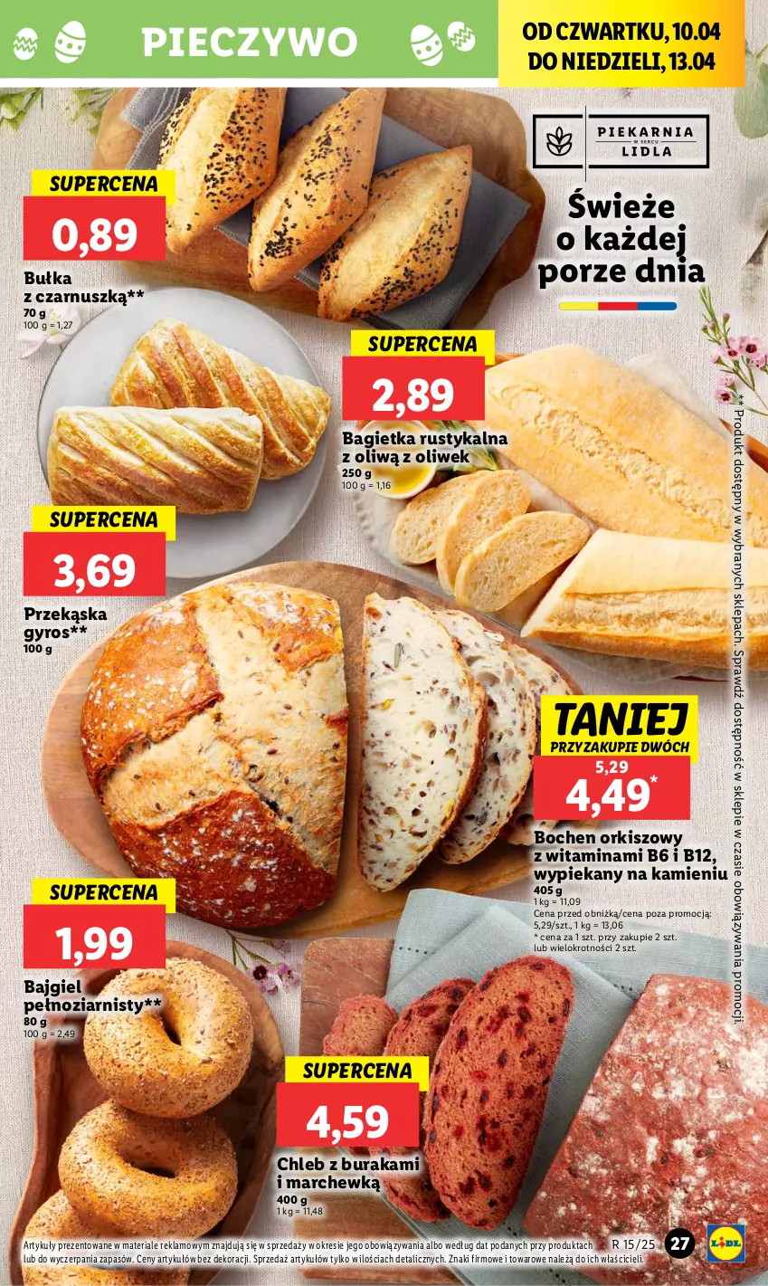 Gazetka promocyjna Lidl - GAZETKA - ważna 09.04 do 13.04.2025 - strona 29 - produkty: Bagietka, Bułka, Chleb, Gyros, Piec, Pieczywo, Rust