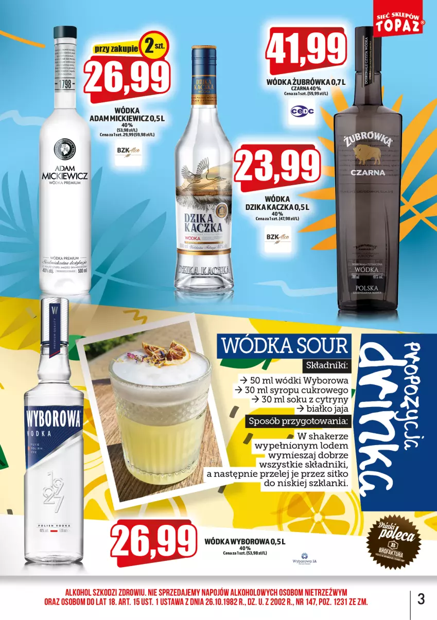 Gazetka promocyjna Topaz - Gazetka - ważna 01.07 do 31.07.2022 - strona 3 - produkty: Cytryny, Jaja, Kaczka, Lanki, Sitko, Sok, Syrop, Wódka, Wyborowa