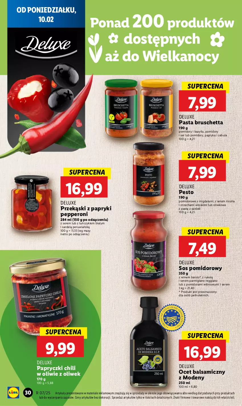 Gazetka promocyjna Lidl - GAZETKA - ważna 10.02 do 12.02.2025 - strona 34 - produkty: Bazyl, Bazylia, Cebula, Ocet, Ocet balsamiczny, Papryka, Pesto, Pomidory, Ricotta, Ser, Sos, Sos pomidorowy, Tuńczyk