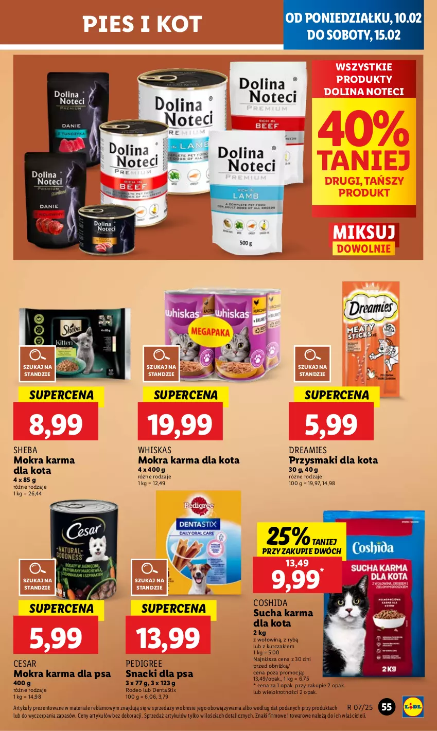 Gazetka promocyjna Lidl - GAZETKA - ważna 10.02 do 12.02.2025 - strona 55 - produkty: Kurczak, Mokra karma, Pedigree, Przysmaki, Sheba, Sucha karma, Whiskas