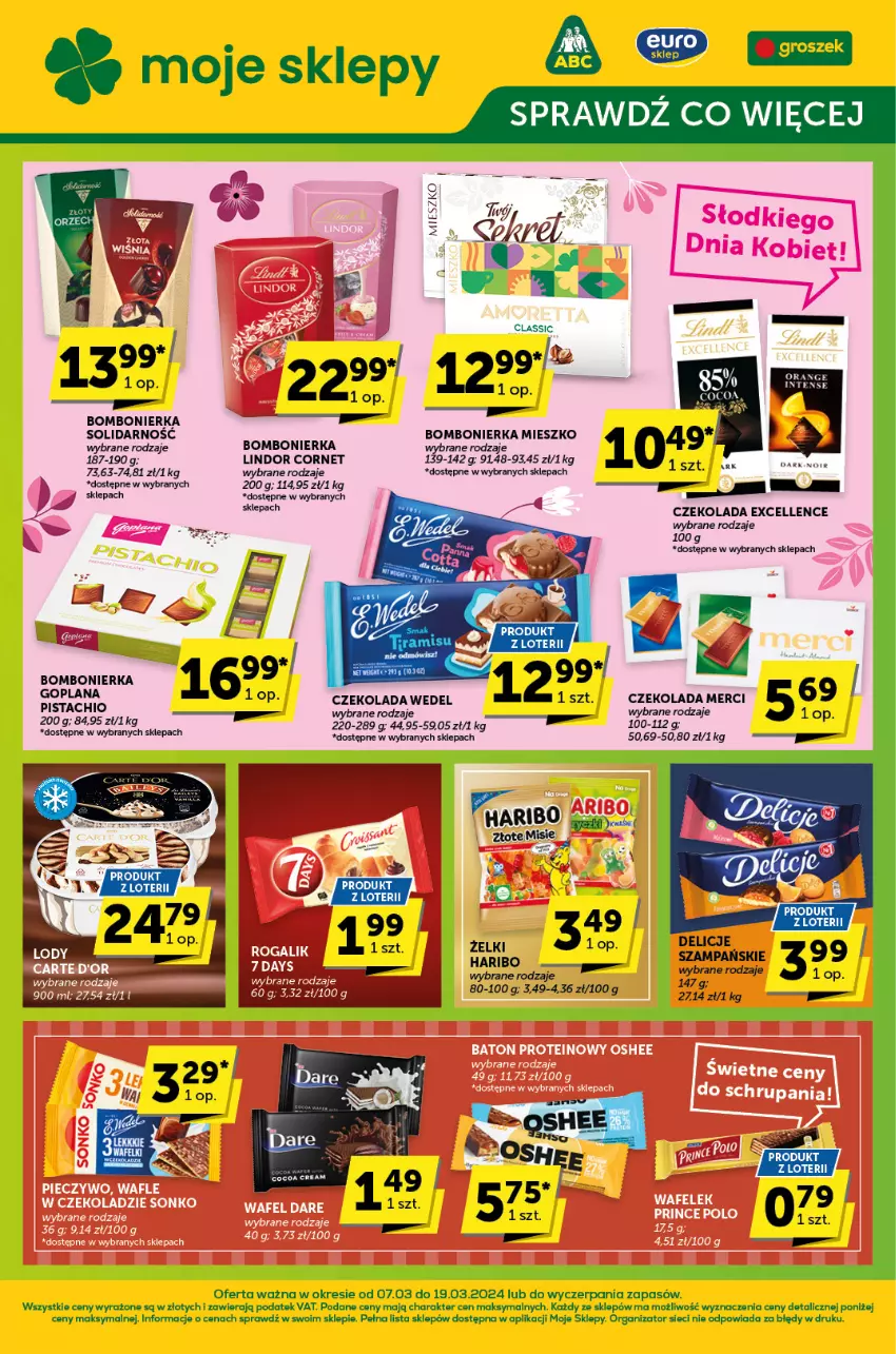 Gazetka promocyjna ABC - ważna 07.03 do 19.03.2024 - strona 1 - produkty: Czekolada, Delicje, Goplana, Haribo, LANA, Lindor, Merci