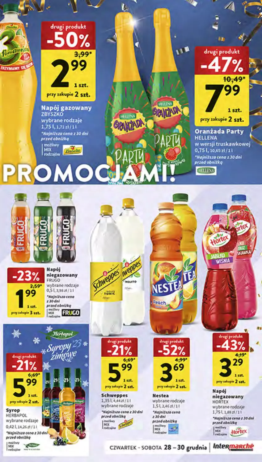 Gazetka promocyjna Intermarche - Gazetka Intermarche - ważna 28.12 do 30.12.2023 - strona 25 - produkty: Hellena, Hortex, Napój, Napój gazowany, Nestea, Oranżada, Por