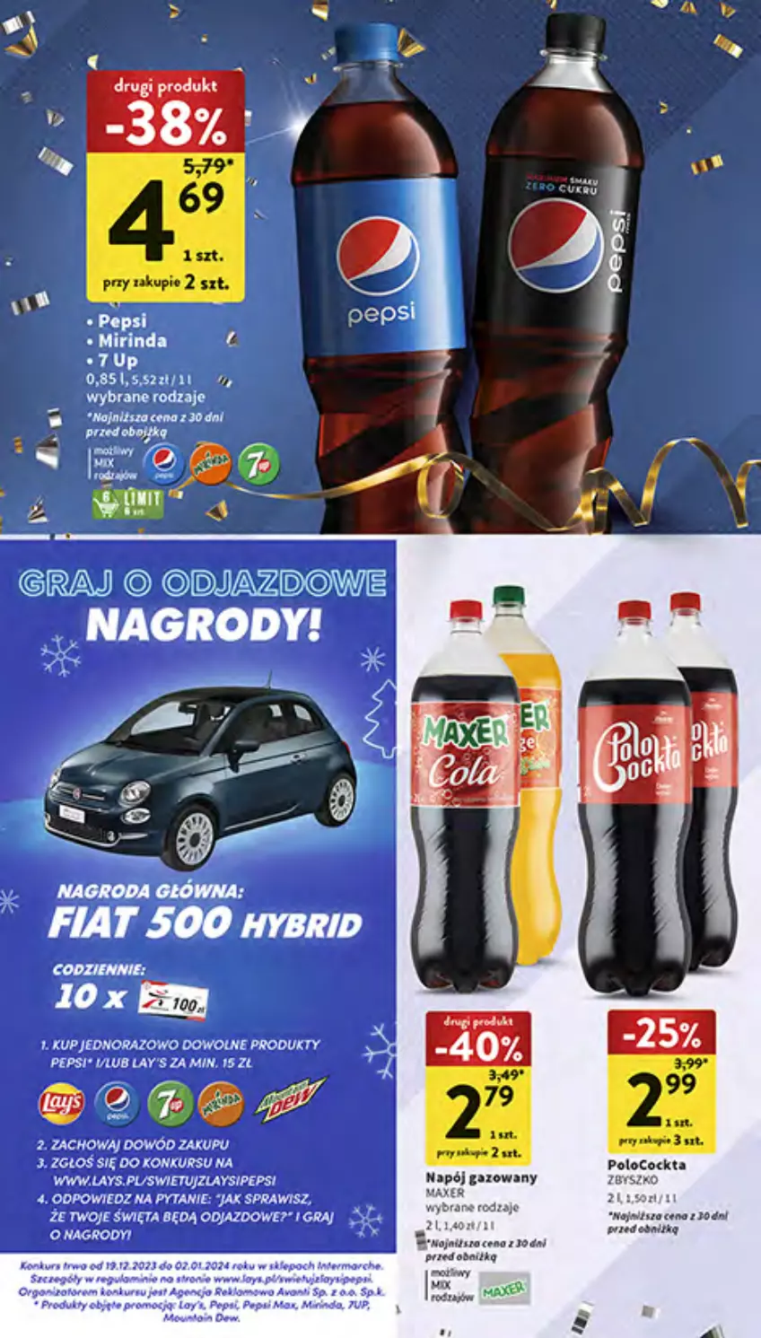 Gazetka promocyjna Intermarche - Gazetka Intermarche - ważna 28.12 do 30.12.2023 - strona 26 - produkty: 7up, Gra, Maxer, Napój, Napój gazowany, Pepsi, Pepsi max, Piec