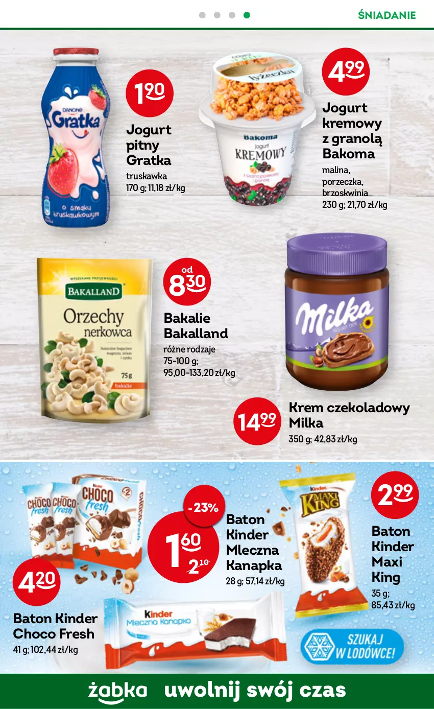 Gazetka promocyjna Żabka - ważna 02.11 do 08.11.2022 - strona 35 - produkty: Bakalland, Bakoma, Baton, Gra, Jogurt, Jogurt pitny, Kinder, Milka, Mleczna kanapka, Por