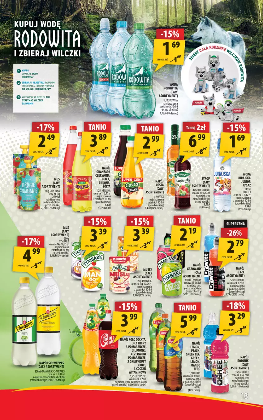 Gazetka promocyjna Arhelan - Gazetka - ważna 23.08 do 01.09.2024 - strona 13 - produkty: Cytryny, Grejpfrut, Hellena, Herbapol, Hortex, Kiwi, Koc, Mango, Mus, Napój, Napój gazowany, Oranżada, Oshee, Pomarańcze, Ser, SVR, Tymbark