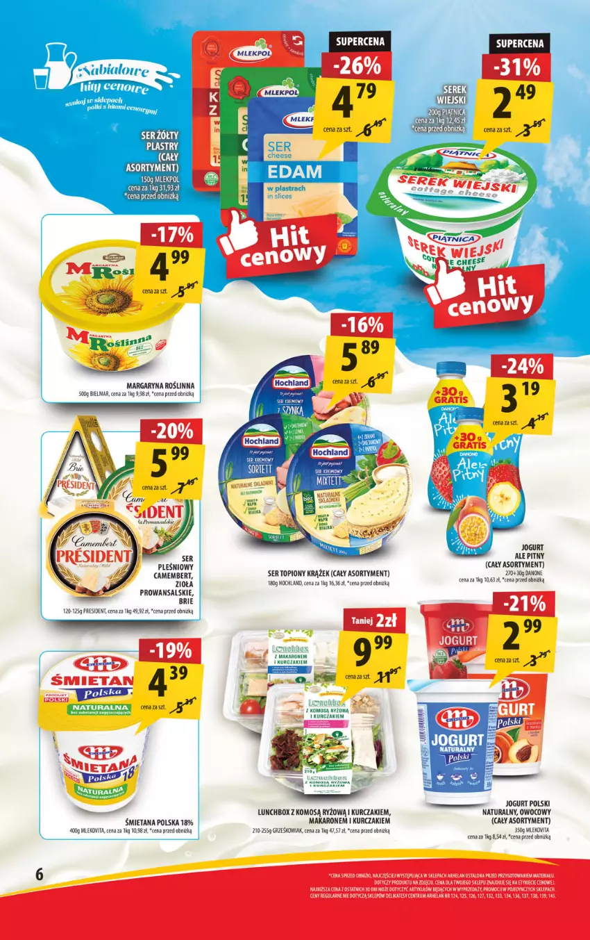 Gazetka promocyjna Arhelan - Gazetka - ważna 23.08 do 01.09.2024 - strona 6 - produkty: Brie, Camembert, Chia, Danone, Hochland, Jogurt, Koc, Kurczak, Makaron, Margaryna, Mleko, Rum, Ryż, Ser, Ser topiony, Top