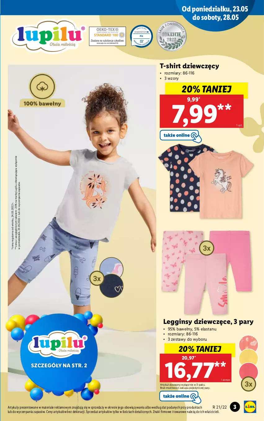 Gazetka promocyjna Lidl - GAZETKA - ważna 23.05 do 28.05.2022 - strona 3 - produkty: Gin, Legginsy, T-shirt