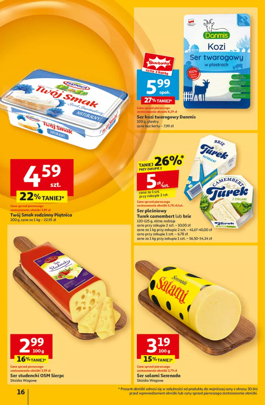 Gazetka promocyjna Auchan - Gazetka Pewność Niskich Cen Hipermarket - ważna 27.02 do 05.03.2025 - strona 18 - produkty: Brie, Camembert, Piątnica, Salami, Ser, Ser kozi, Ser pleśniowy, Ser salami, Twój Smak