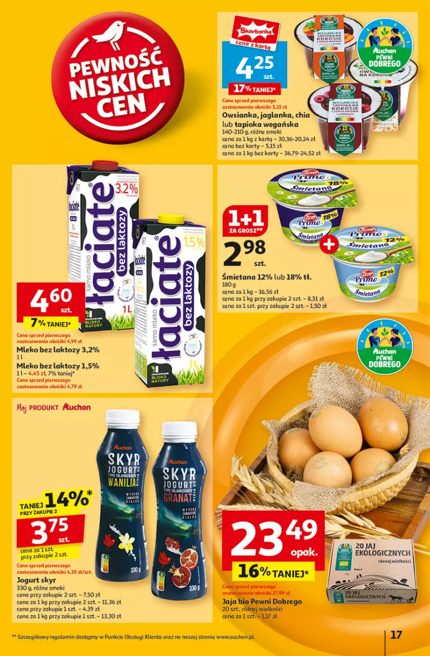 Gazetka promocyjna Auchan - Gazetka Pewność Niskich Cen Hipermarket - ważna 27.02 do 05.03.2025 - strona 19 - produkty: Chia, Jaglanka, Jaja, Jogurt, Mleko, Mleko bez laktozy, Mola, Owsianka