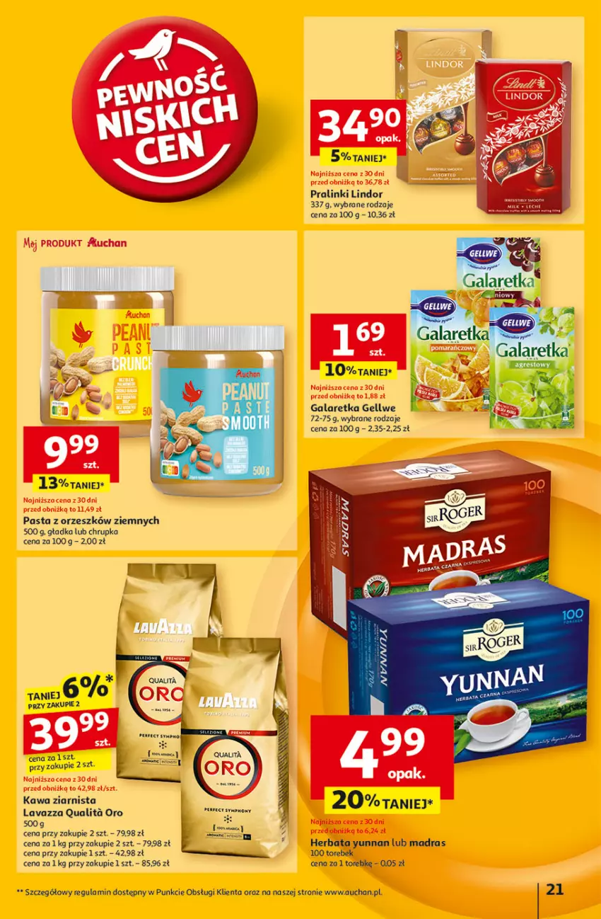 Gazetka promocyjna Auchan - Gazetka Pewność Niskich Cen Hipermarket - ważna 27.02 do 05.03.2025 - strona 23 - produkty: Gala, Galaretka, Herbata, Kawa, Kawa ziarnista, Lavazza, Lindor