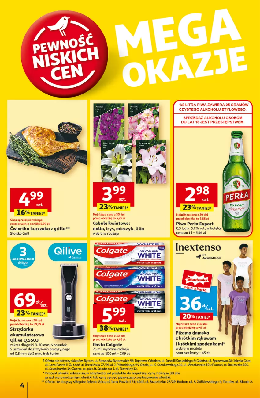 Gazetka promocyjna Auchan - Gazetka Pewność Niskich Cen Hipermarket - ważna 27.02 do 05.03.2025 - strona 4 - produkty: Acer, Akumulator, Cars, Colgate, Gra, Grill, Kurczak, LG, Miecz, Perła, Piwa, Piwo, Piżama, Por, Sos