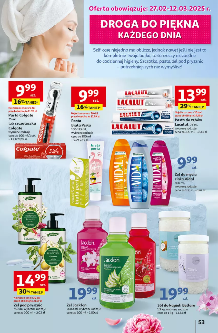 Gazetka promocyjna Auchan - Gazetka Pewność Niskich Cen Hipermarket - ważna 27.02 do 05.03.2025 - strona 61 - produkty: Bell, Bella, Colgate, Lacalut, LG, Pasta do zębów, Perła, Sól, Sól do kąpieli, Szczoteczka, Szczotka