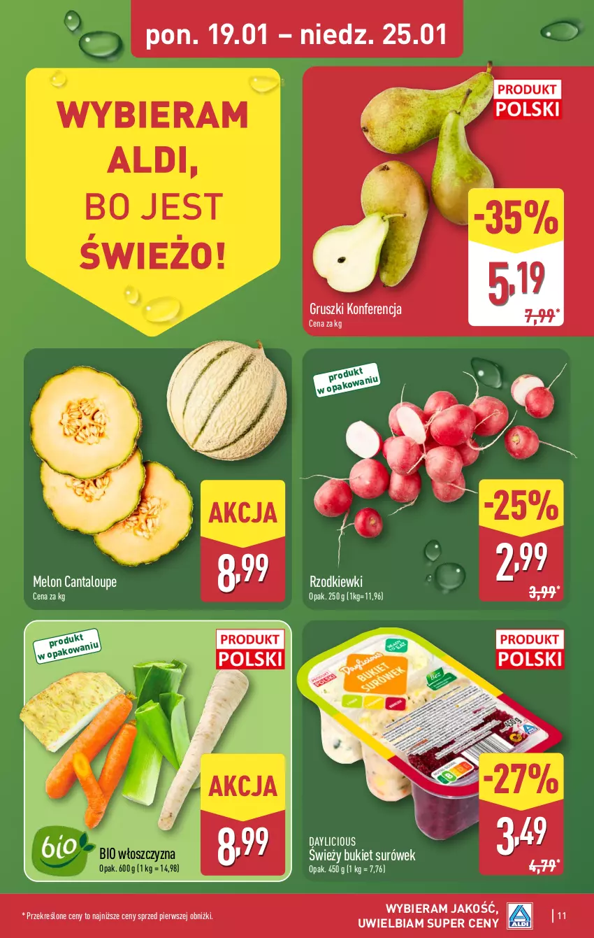 Gazetka promocyjna Aldi - Oferta weekendowa - ważna 22.01 do 25.01.2026 - strona 11 - produkty: Bukiet, Gruszki, Melon