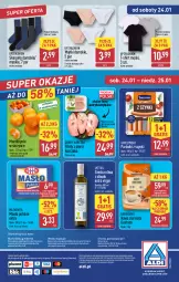 Gazetka promocyjna Aldi - Oferta weekendowa - Gazetka - ważna od 25.01 do 25.01.2026 - strona 13 - produkty: Kurczak, Mandarynki, Por, Gin, Gra, Kawa ziarnista, Parówki, Parówki z szynki, Majtki, Kawa, Karp, O nas, T-shirt, Mlekovita, Tarczyński, Oliwa z oliwek, Biuro, Masło, Mleko, Fa