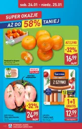 Gazetka promocyjna Aldi - Oferta weekendowa - Gazetka - ważna od 25.01 do 25.01.2026 - strona 4 - produkty: Kurczak, Mandarynki, Gra, Parówki, Parówki z szynki, Tarczyński